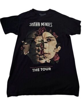Shawn Mendes T-shirt S Black The Tour Concert Band Double Sided Unisex